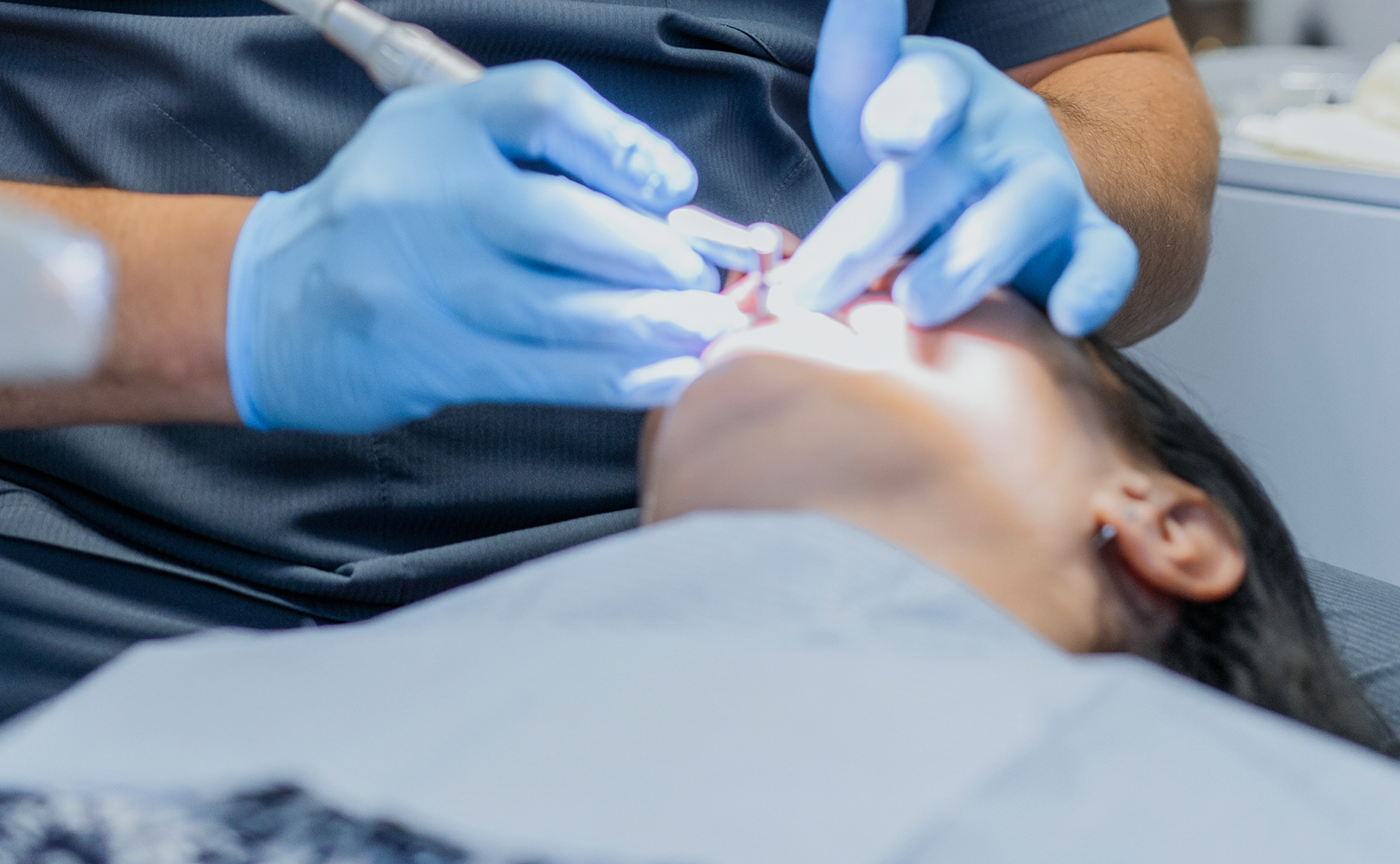 Dental implant model with titanium post and zirconia crown restoration