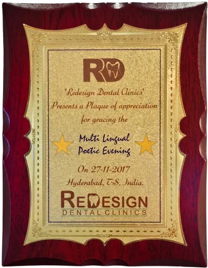 Redesign Dental Clinics plaque of appreciation